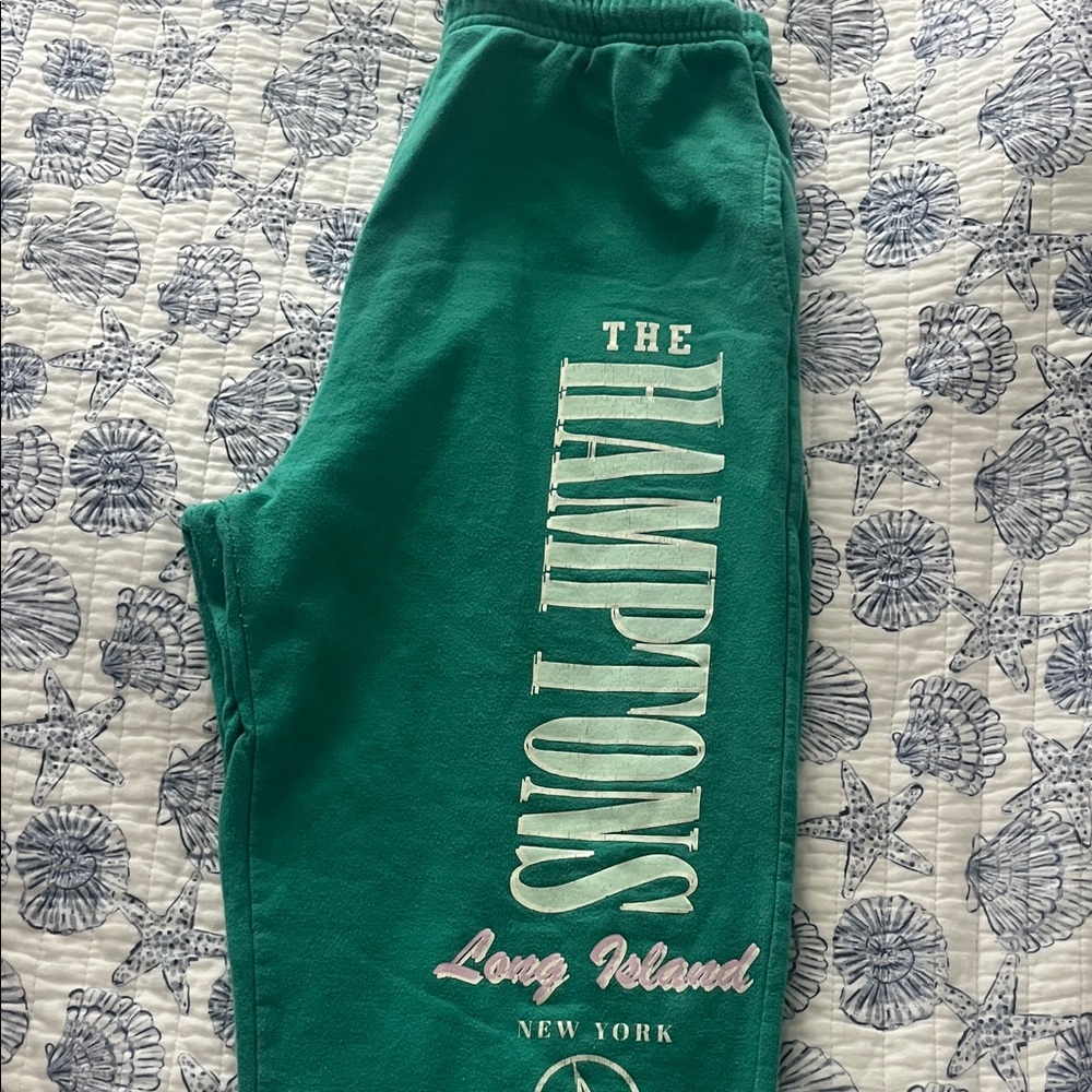 Vibrant Green Joggers with Hamptons Print